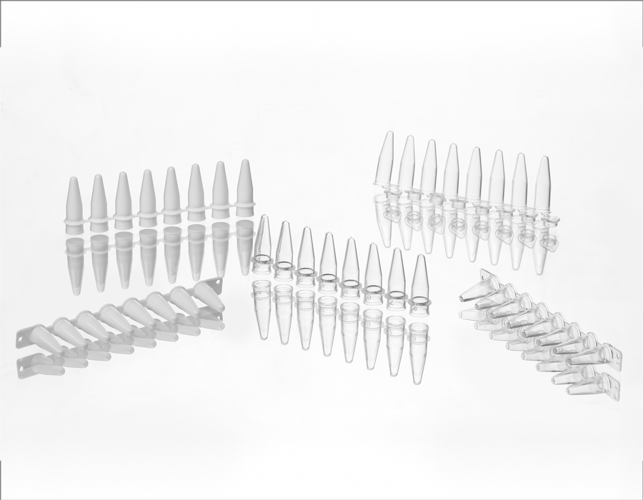0.2ml Clear 8-Strip PCR Tubes with Flat Caps