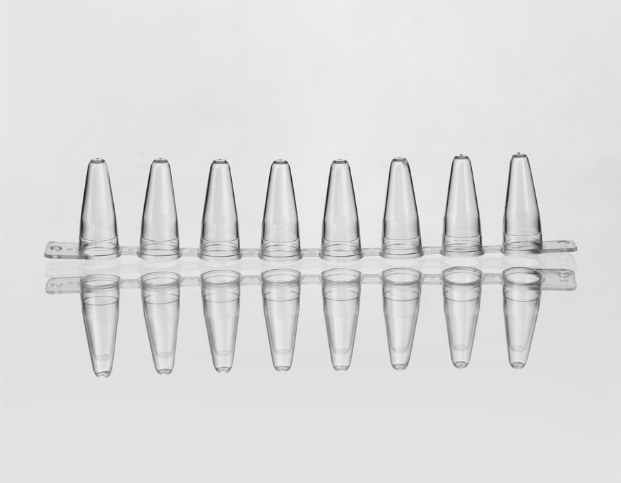 0.1ml Clear 8-Strip PCR Tubes with Flat Cap