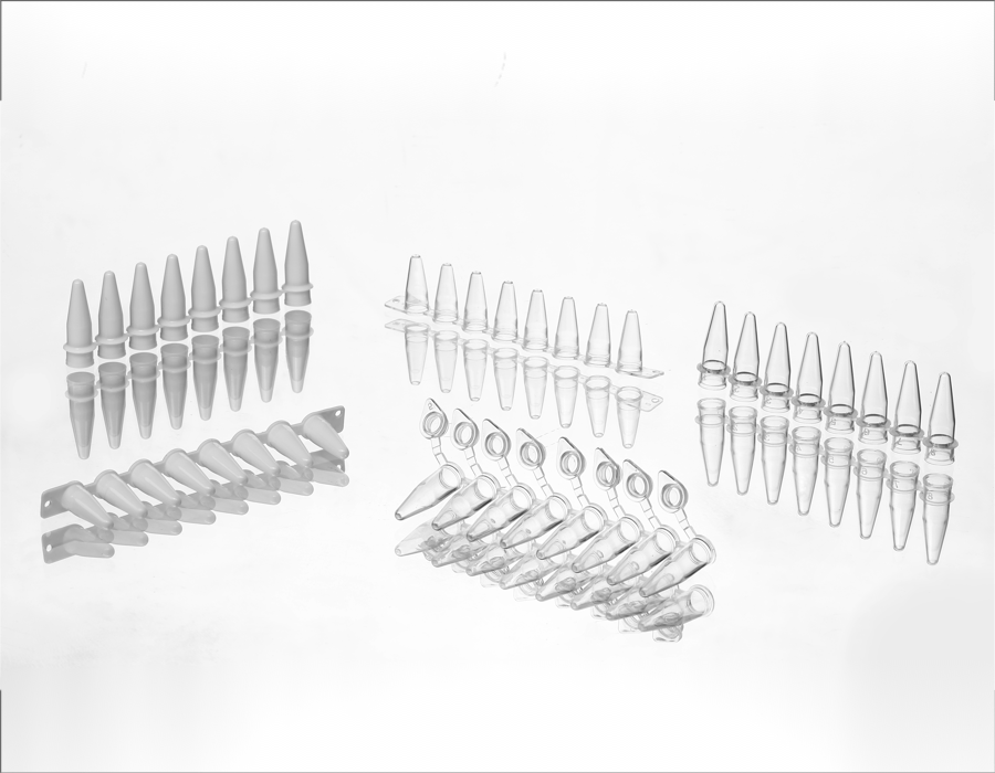 0.1ml Clear 8-Strip PCR Tubes with Flat Cap